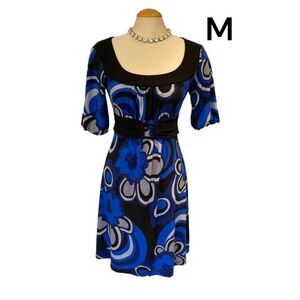 EYESHADOW Dress Sz M FUNky Pattern Blue and Black Nice Neckline